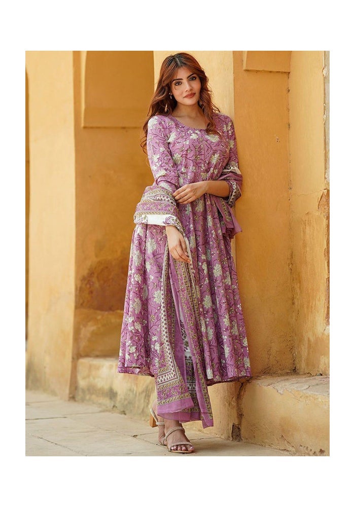 Malishka Export Rayon Printed Anarkali Kurta Pant Set for Women - Image 5
